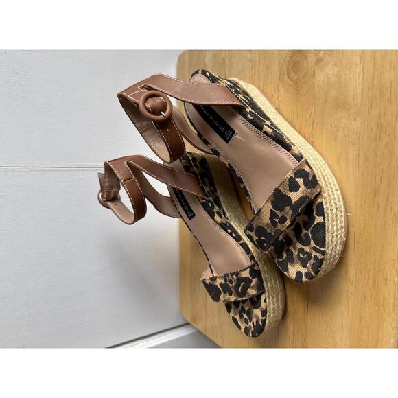 Steven by Steve Madden Shoes - Steven by Steve Madden Womens Leopard Print Wedge Sandals Size 7.5